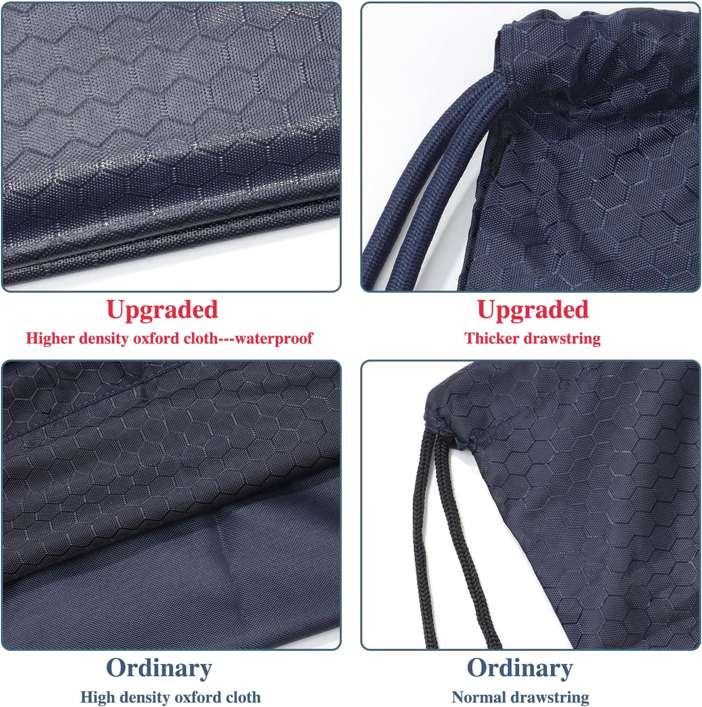 Waterproof Drawstring Backpack with Zip Pocket, Gym Swim Bag for Men Women