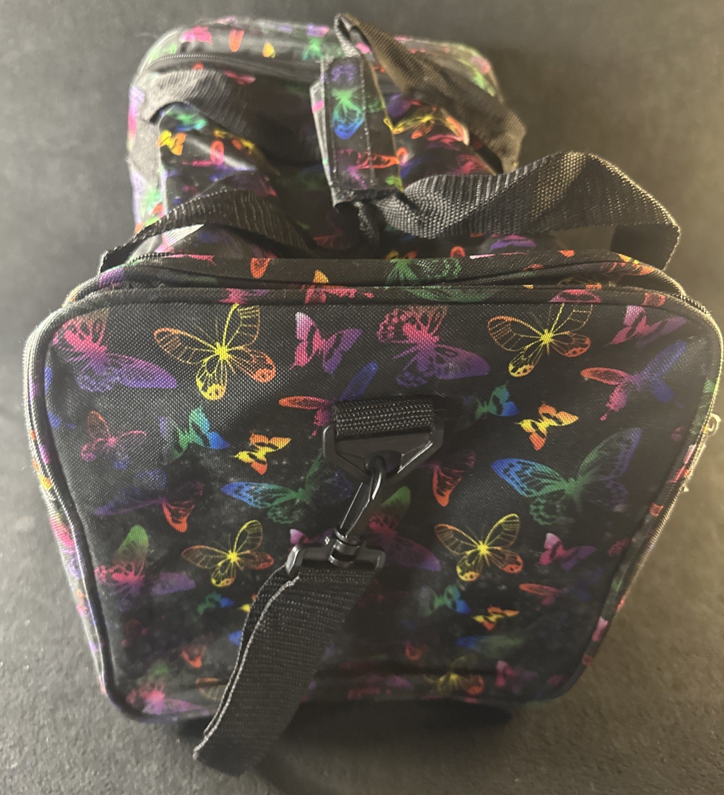 Cool Multicolor Butterfly Duffle Travel Bag 4 Pocket Zipper With Strap