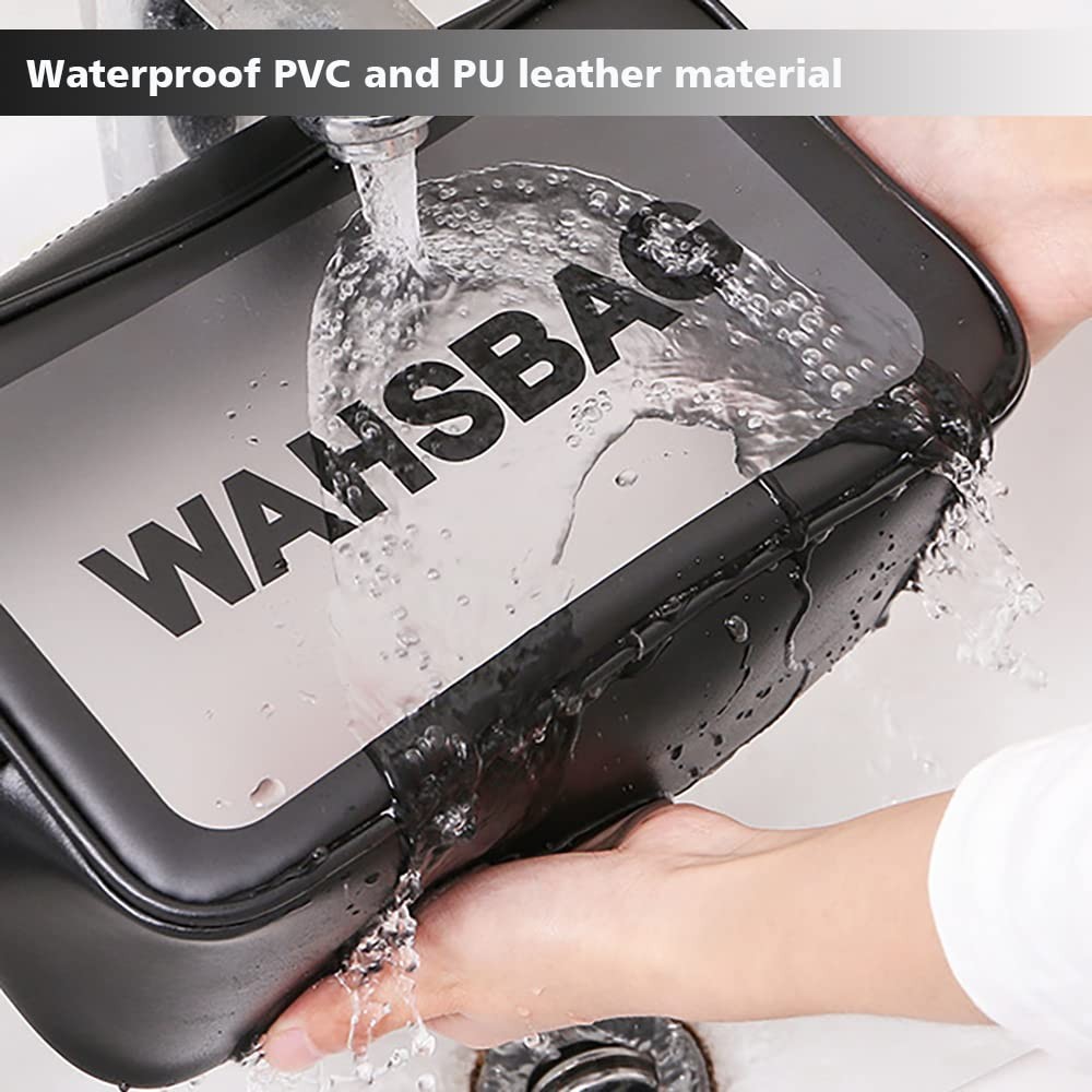 DAPOWER Travel Toiletry Bag for Women and Men, Matte Translucent L, Black