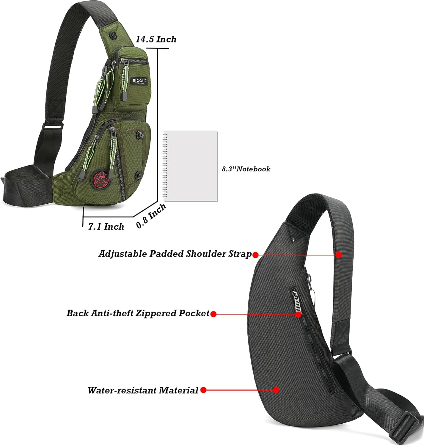 Sling Bag Chest Shoulder Backpack Crossbody Bags Casual Daypack for Men Women