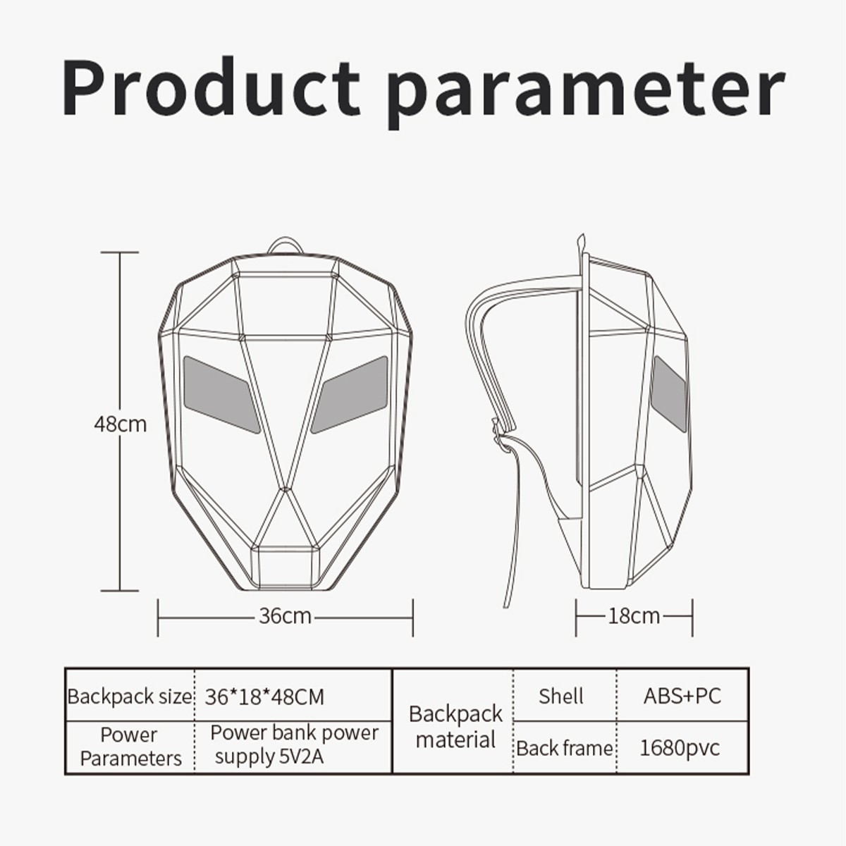 Motorcycle LED Knight Backpack DIY Programmable 3D Hard Shell Waterproof Laptop