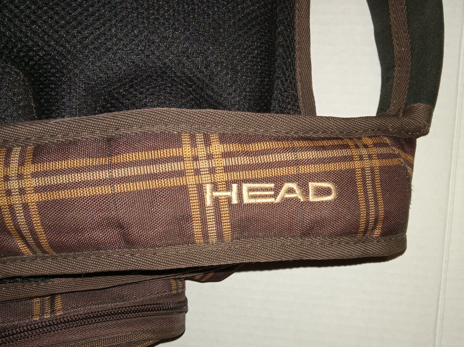 HEAD Tennis Travel Backpack BROWN PLAID adjustable straps READ