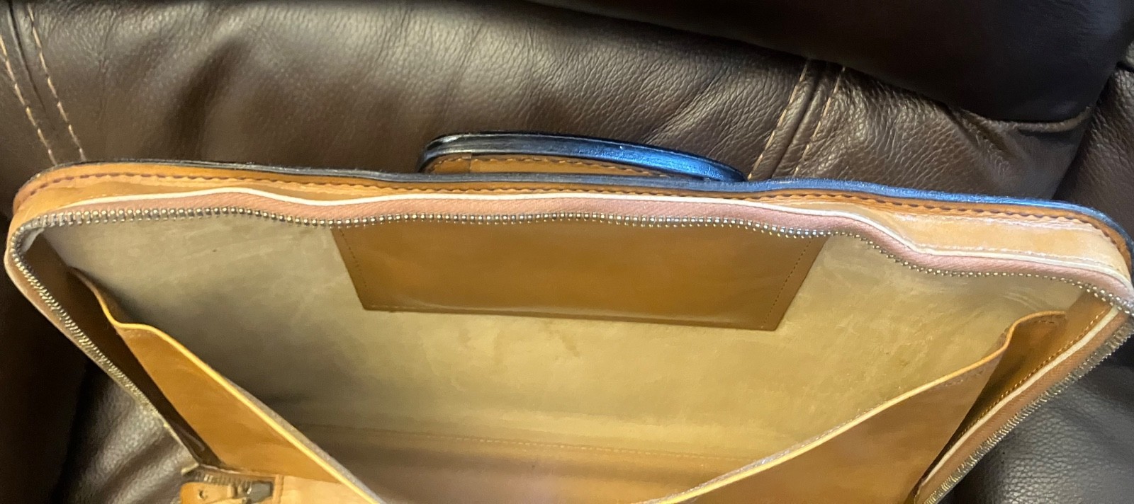 Schlesinger Brown California Saddle Leather Document Briefcase Portfolio