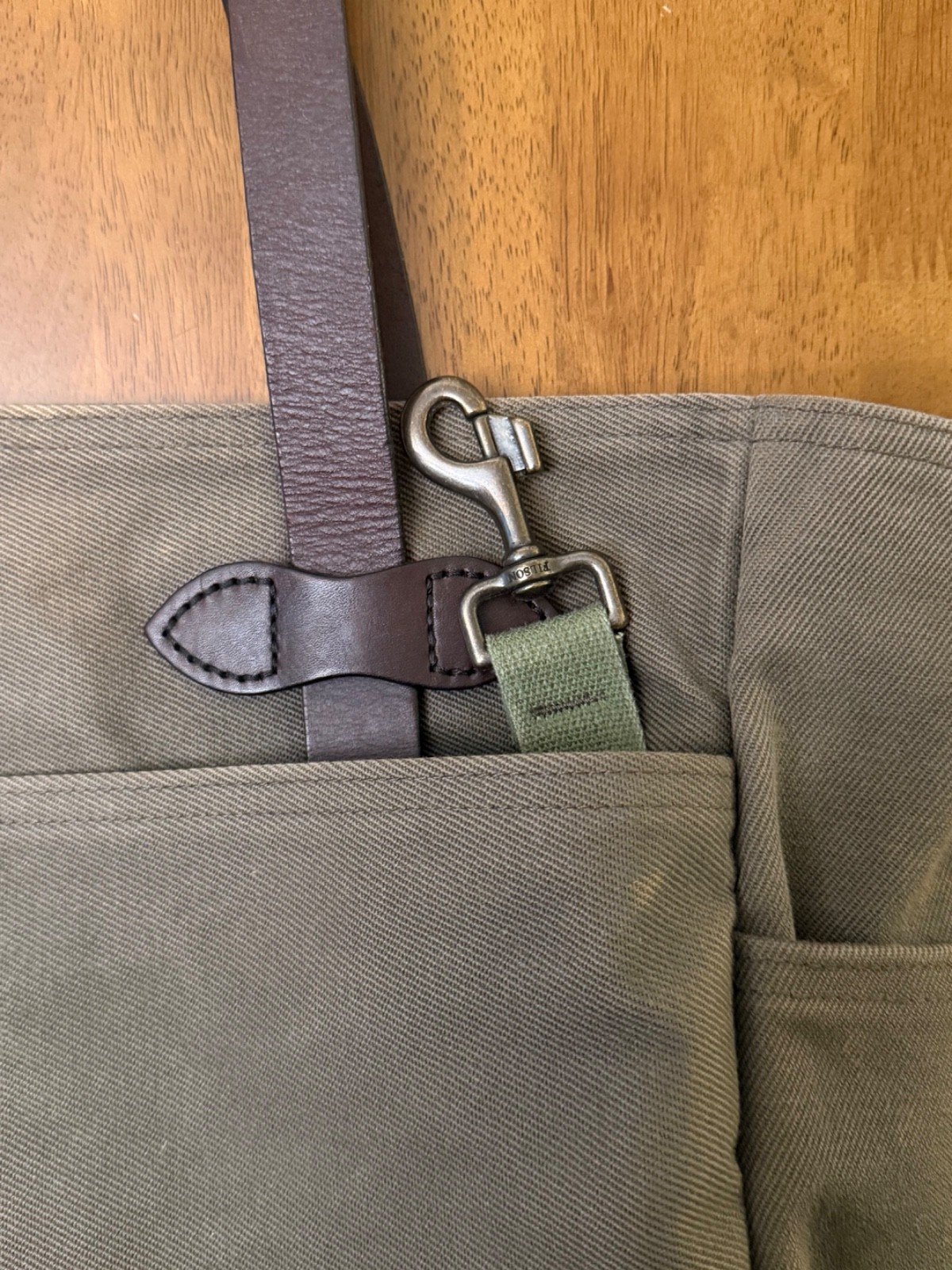Filson 260 Open Tote Bag Otter Green Rugged Twill Leather Made in USA