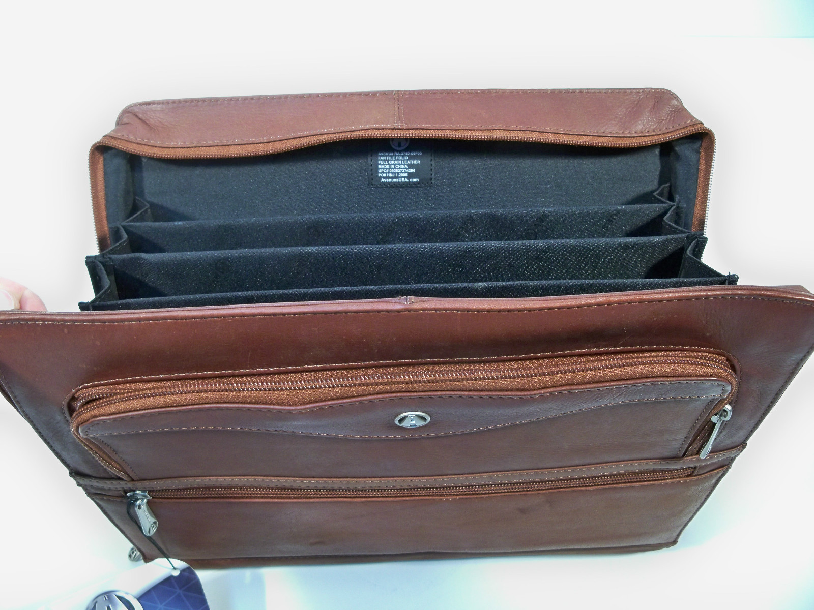Full Grain Leather Fan File Folio Portfolio, In Brown, Red-Brown or Black-Brown