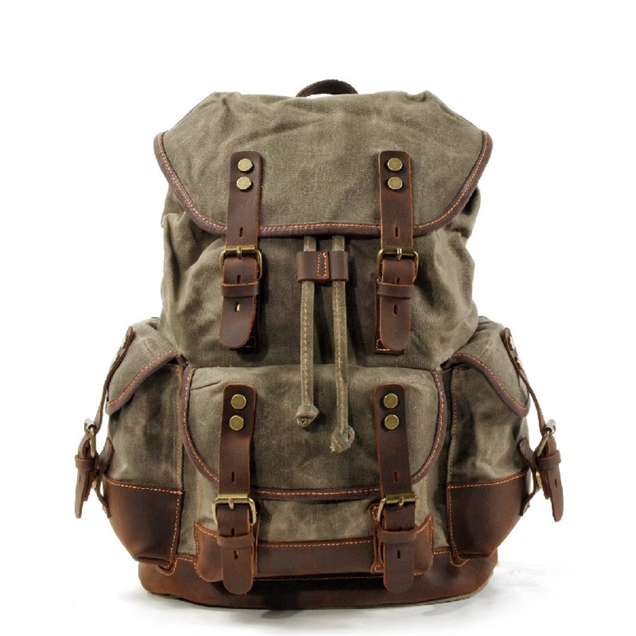 Large Waterproof Canvas Rucksack with High-Capacity, Durable & Tactical Design