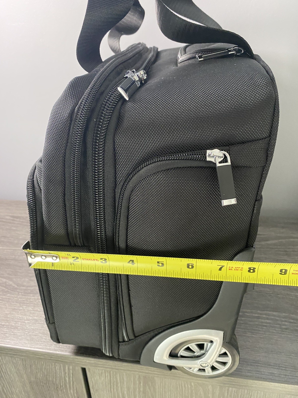 LuggeX Rolling Travel Briefcase Carry On Laptop Bag Wheels Black Multiple Pocket