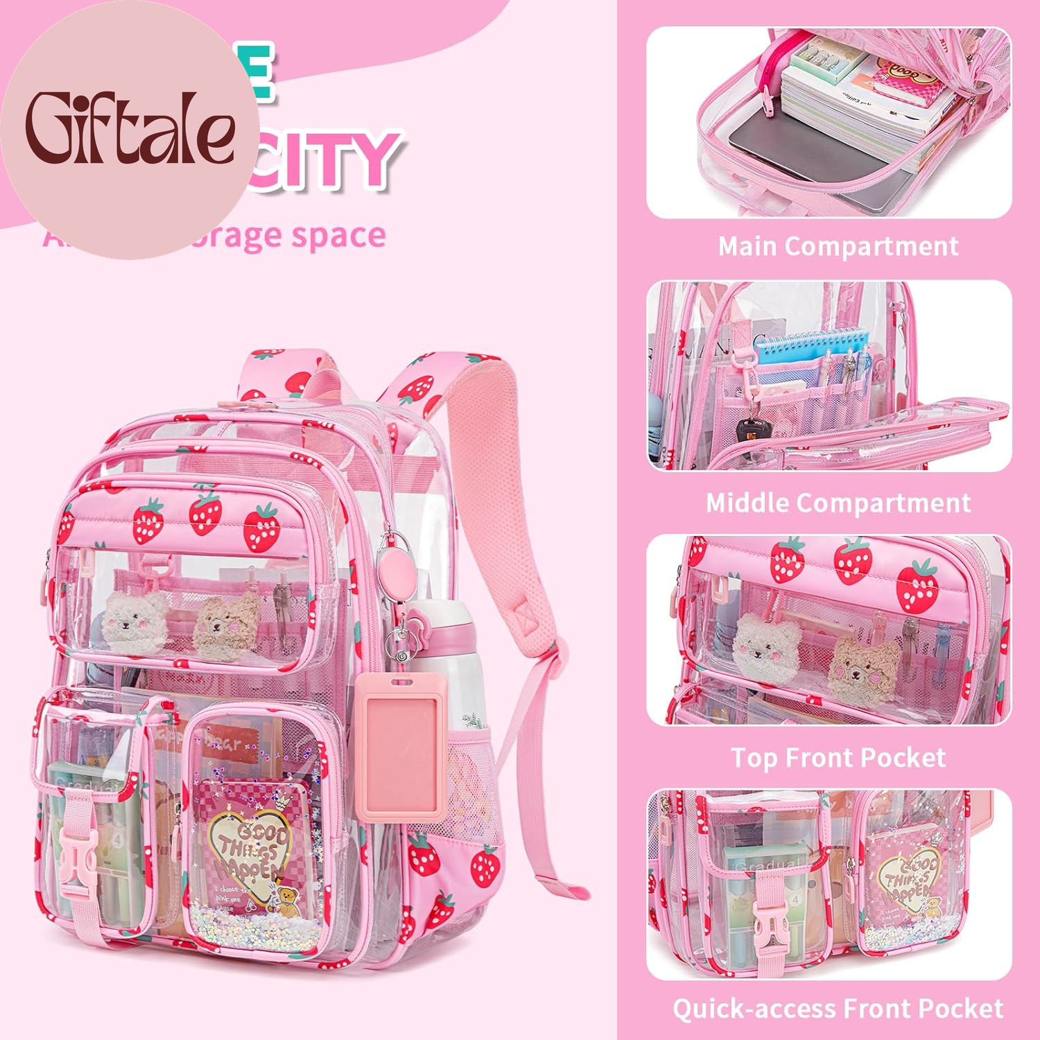 Clear Backpack for School,Transparent Backpack Stadium Events,Heavy Duty Clear B