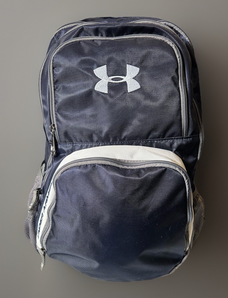 Under Armour Navy Blue/Gray 100% Polyester Backpack EUC