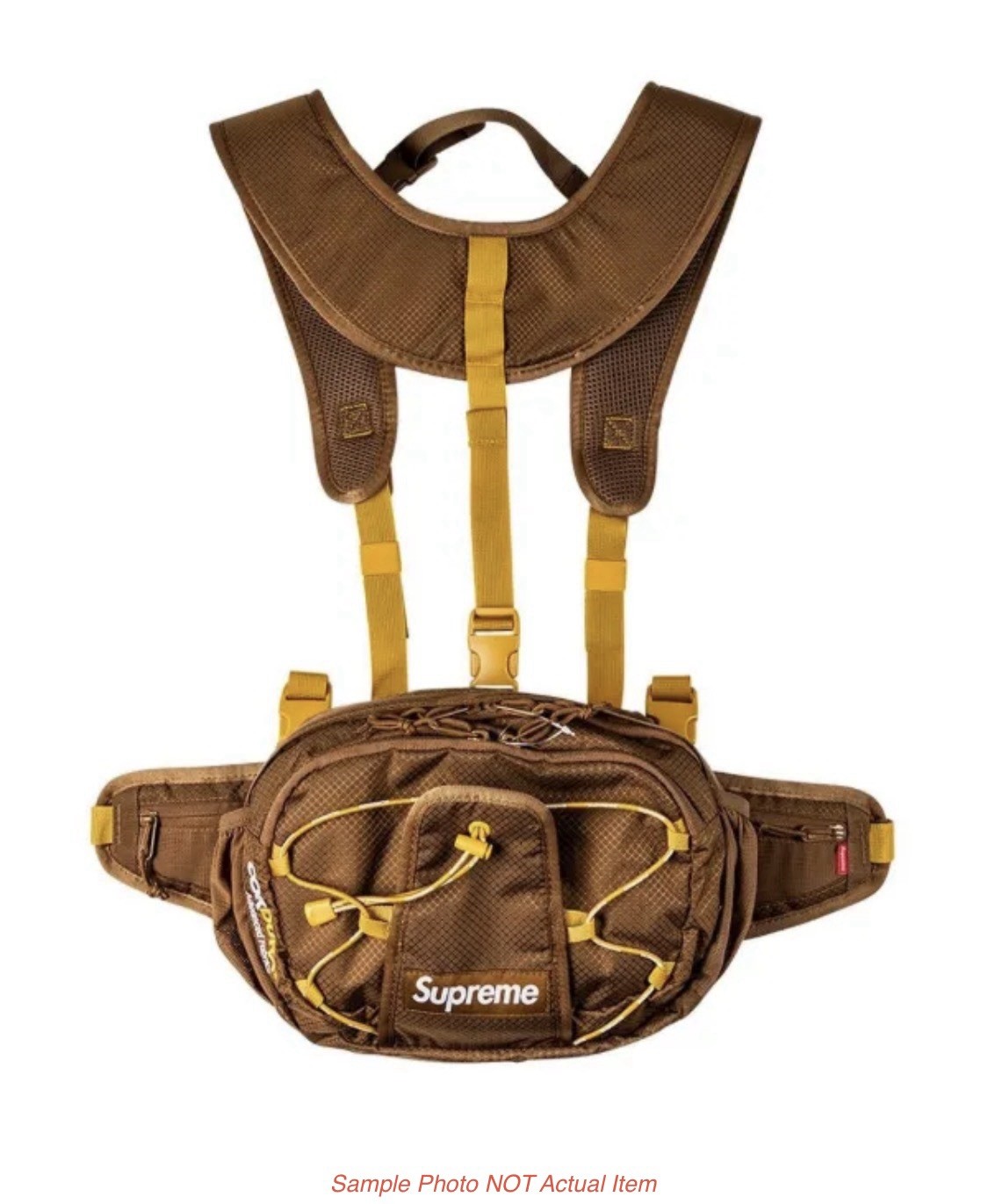 Supreme Box Logo Cordura Harness Waist Bag Brown 9L Crossbody Fanny Pack SS22B12