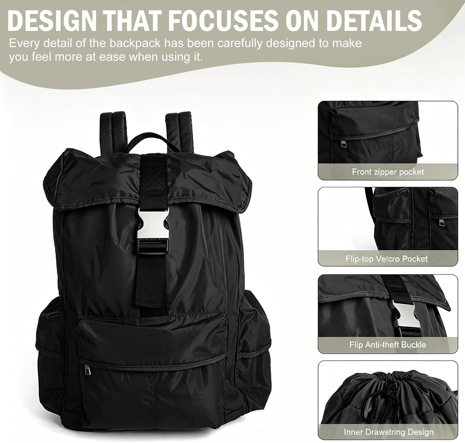 Black Lightweight Backpack for Travel Light Weight Design All Day Comfort | Men’