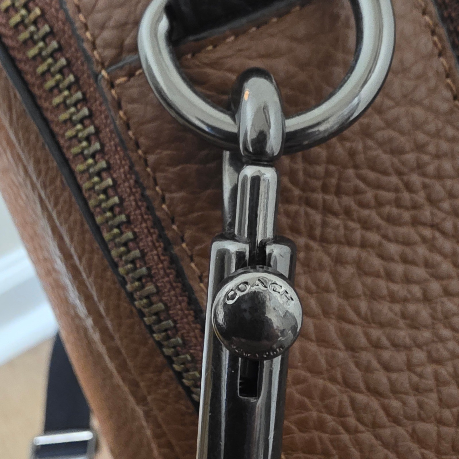 Coach Hamilton Pebble Brown Leather Double Zip Men’s Leather Briefcase F27617