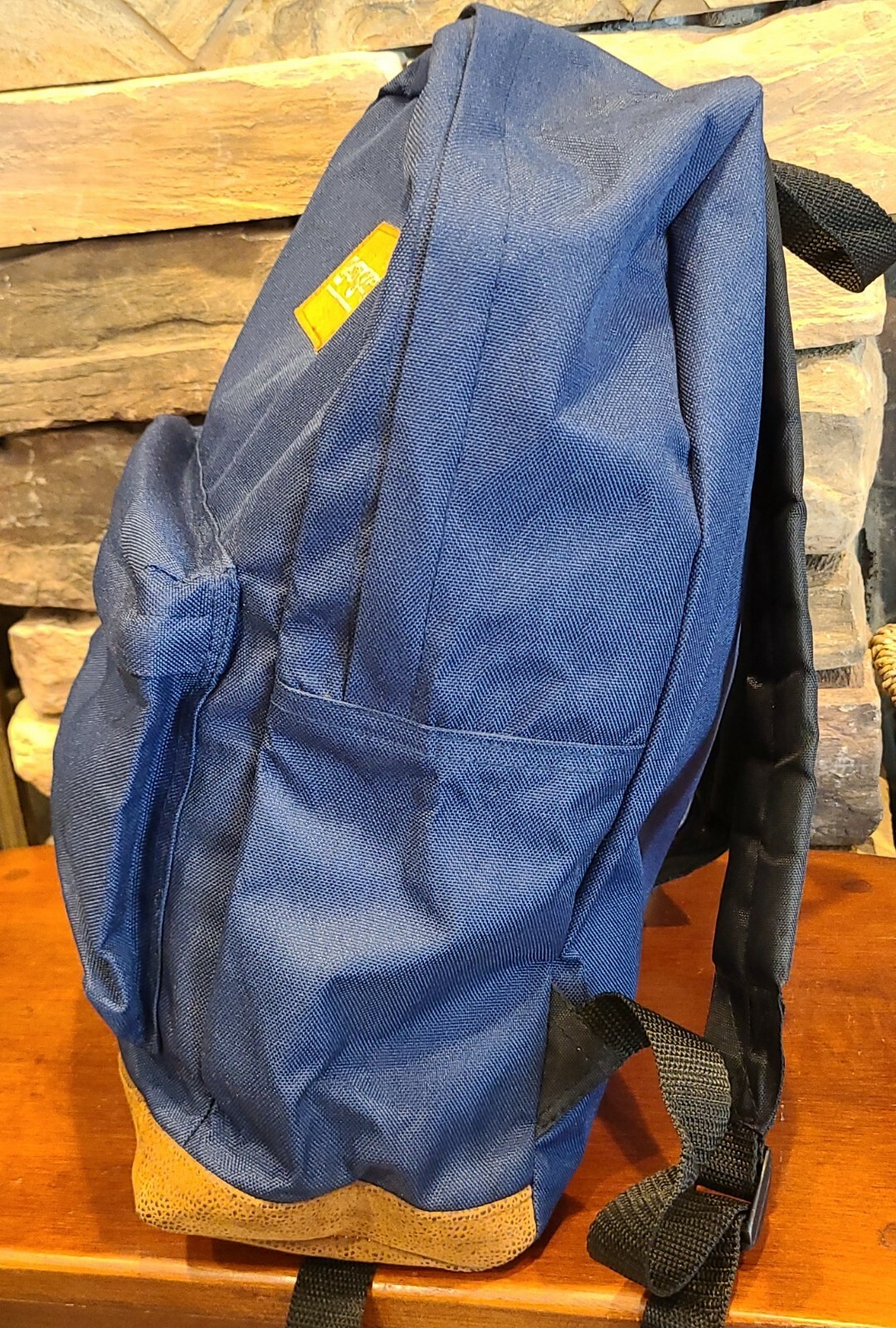 RARE! Vintage EastSport Blue with Leather Bottom Bookbag Backpack NWOT 16x10x5″