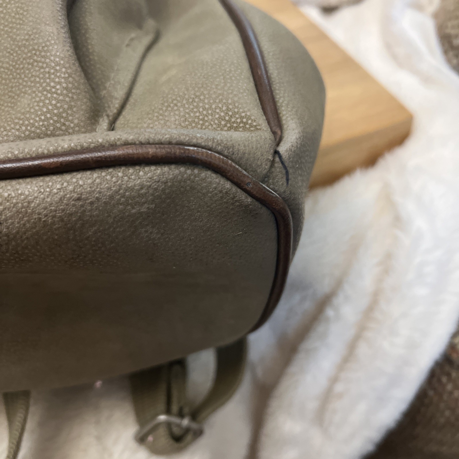 Classic Eddie Bauer vtg Leather Backpack Brown Tan Green Rucksack