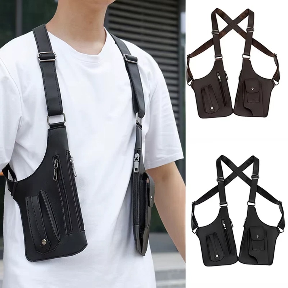 Premium Leather Underarm Shoulder Bag for Men, Anti-Theft Double Shoulder Armpit