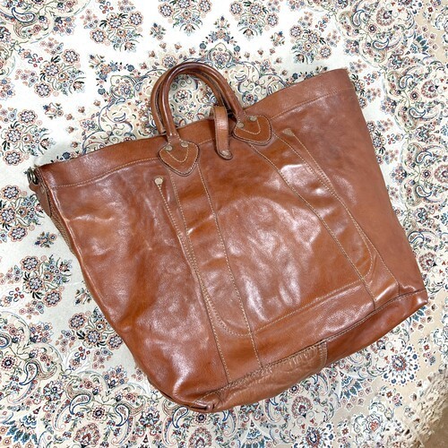 [B+, Size OS] RRL Double RL Tumbled Leather Tote Bag — Whisky Brown