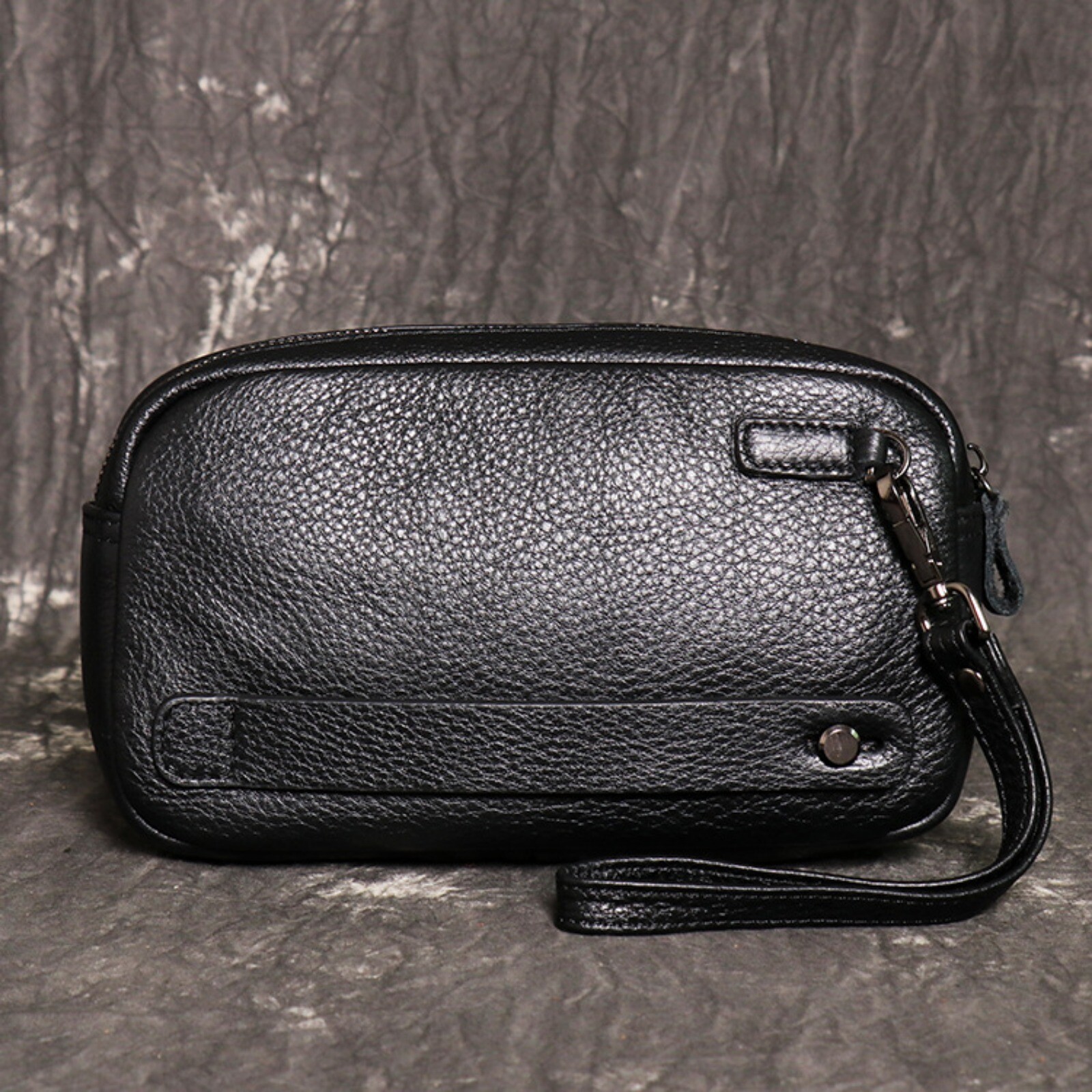 Mens Genuine Leather Wristlet Bag Travel Clutch Organizer Small Pouch Wallet