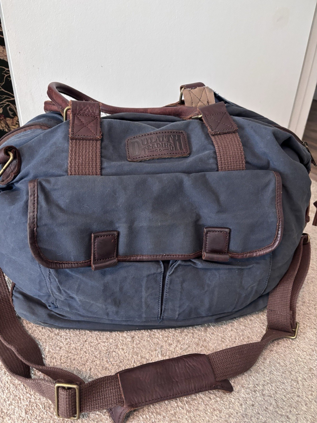 Duluth Trading Co Canvas Oil Cloth Carry On Weekender Duffle Bag *imperfect*