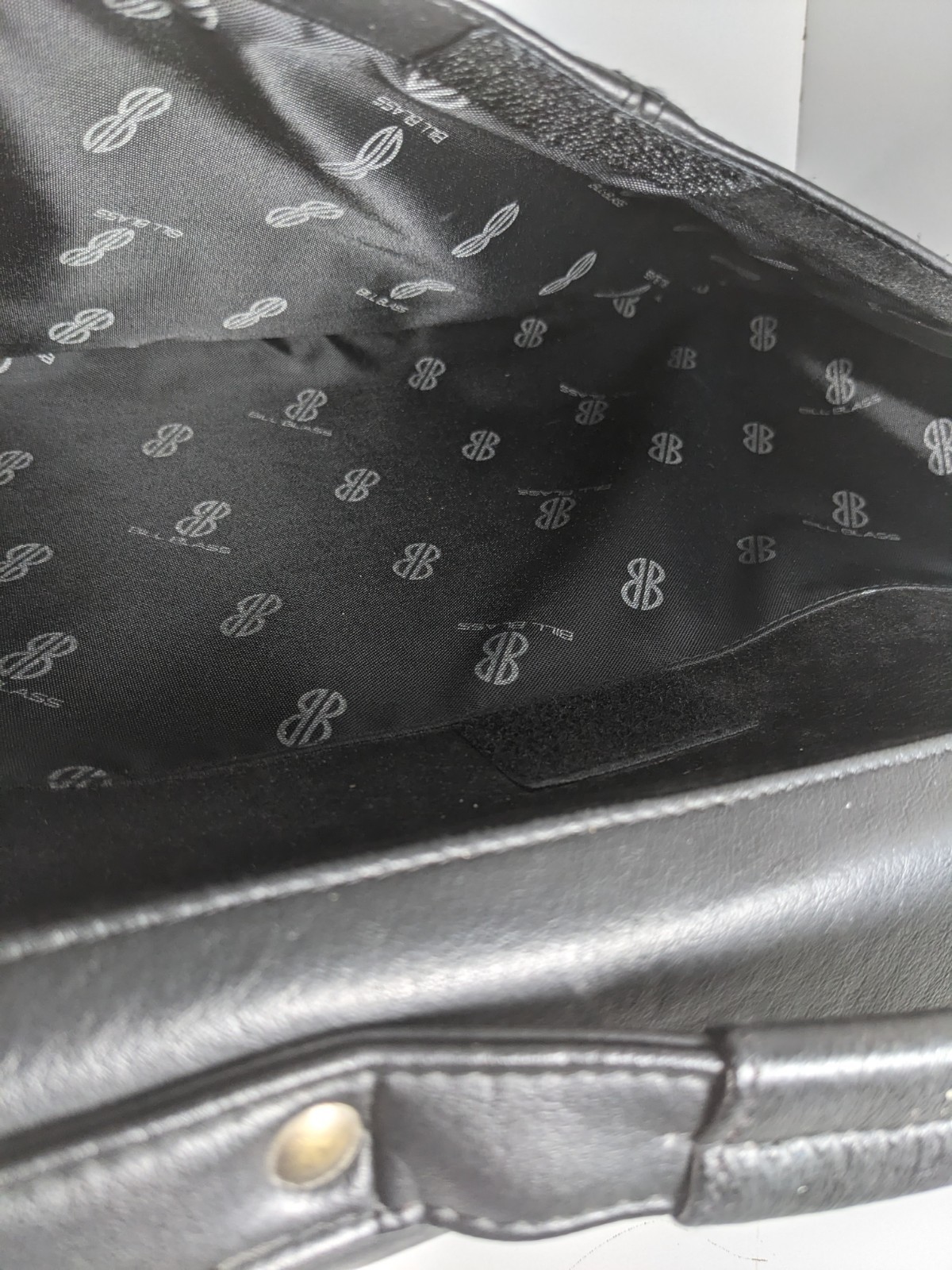 BILL BLASS Black Leather Laptop Messenger Travel Briefcase Shoulder Bag VTG