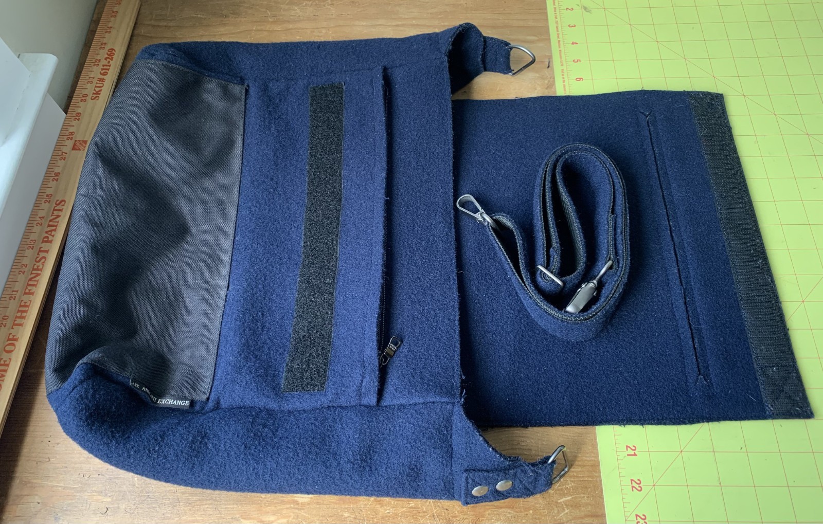 Armani Exchange AIX Fleece Felt Messenger Bag Navy