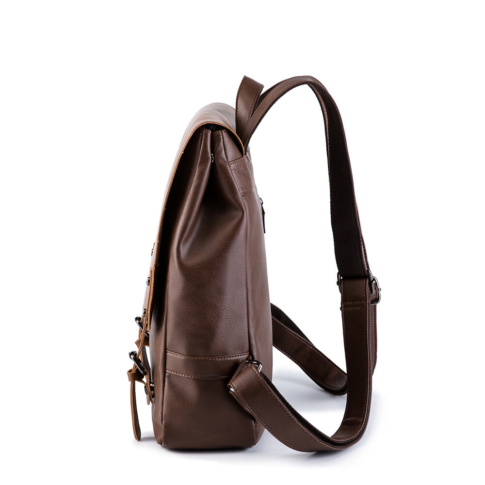 Men Large Capacity Leisure Travel Backpack Student Backpack Leather Backpack