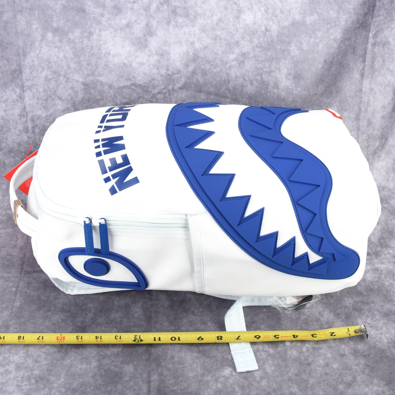 Sprayground Shark PVC Large Leather Backpack Unisex Plaid Natural White New York