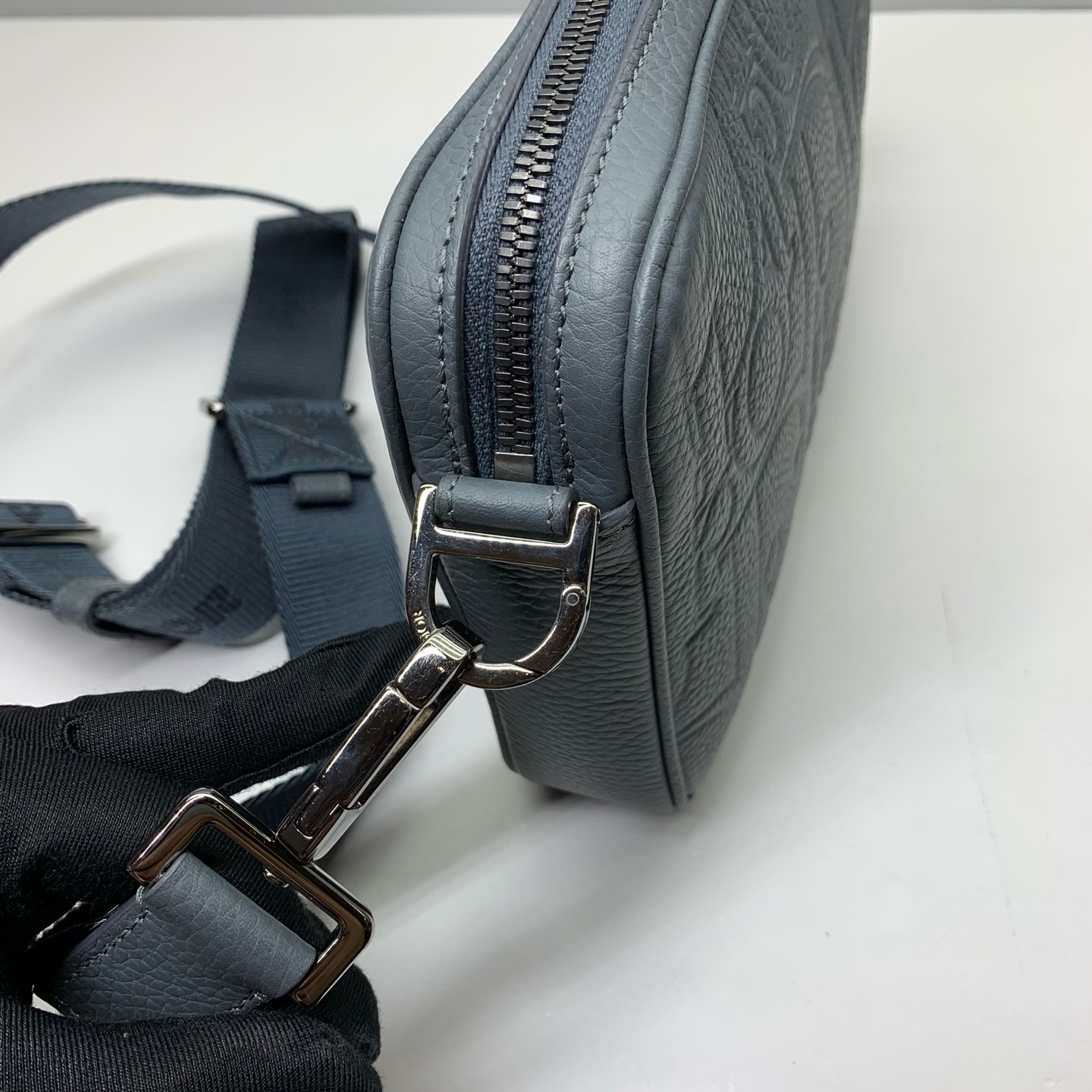 Dior Pre-Owned Authentic Crossbody Bag Dark Grey Free Shipping 23x16x6cm