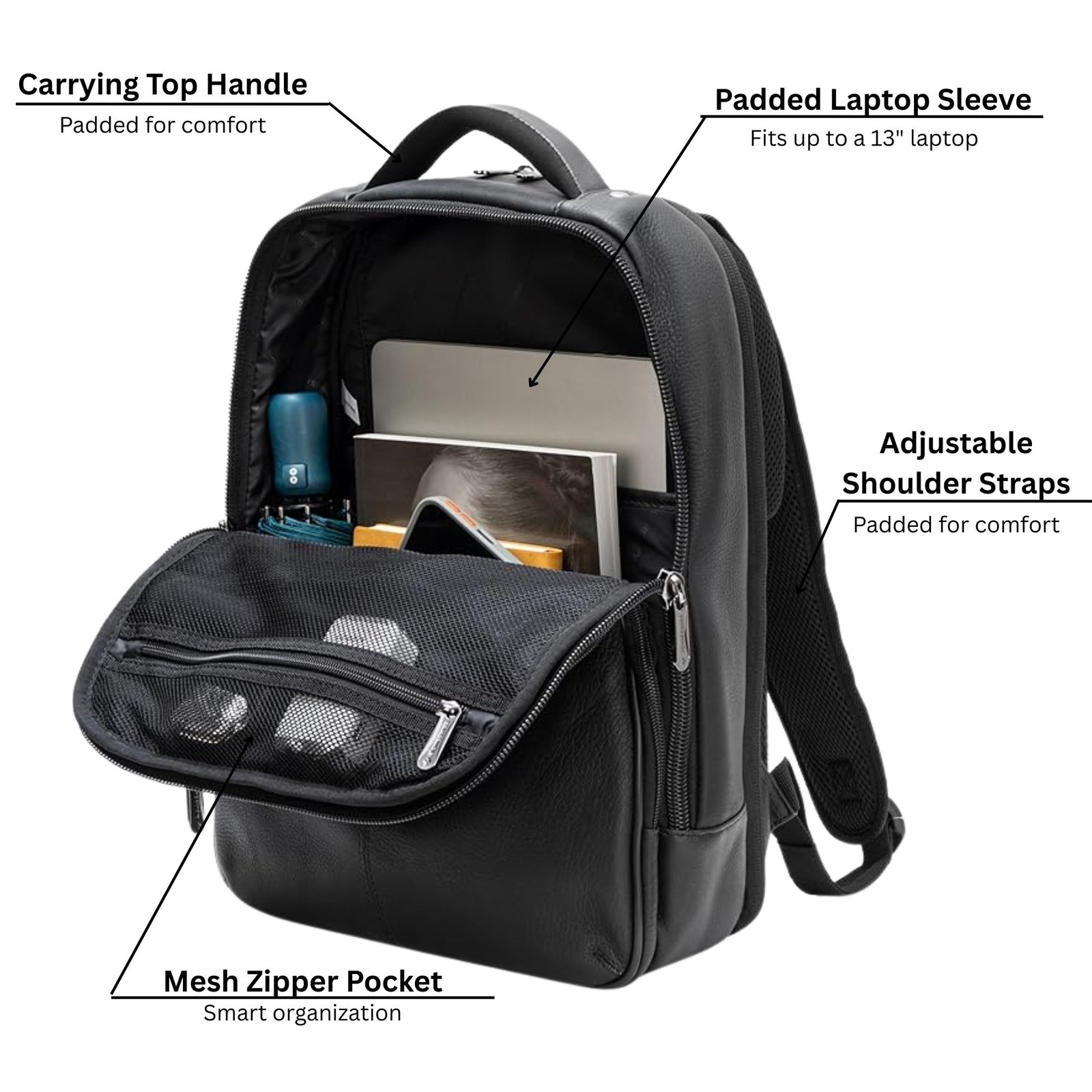 Alpine Swiss 13” Laptop Travel Backpack Genuine Leather Slim Carry On Daypack