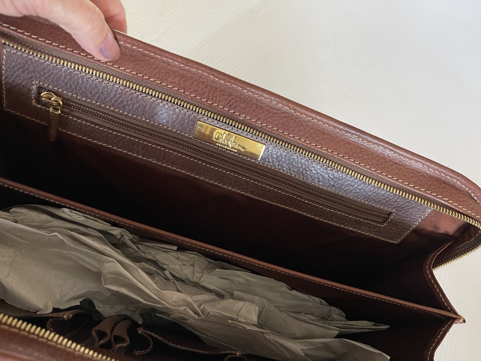 Cole Haan Collection Special Edition Drop Handle Laptop Clutch,saddle Tan, Mens