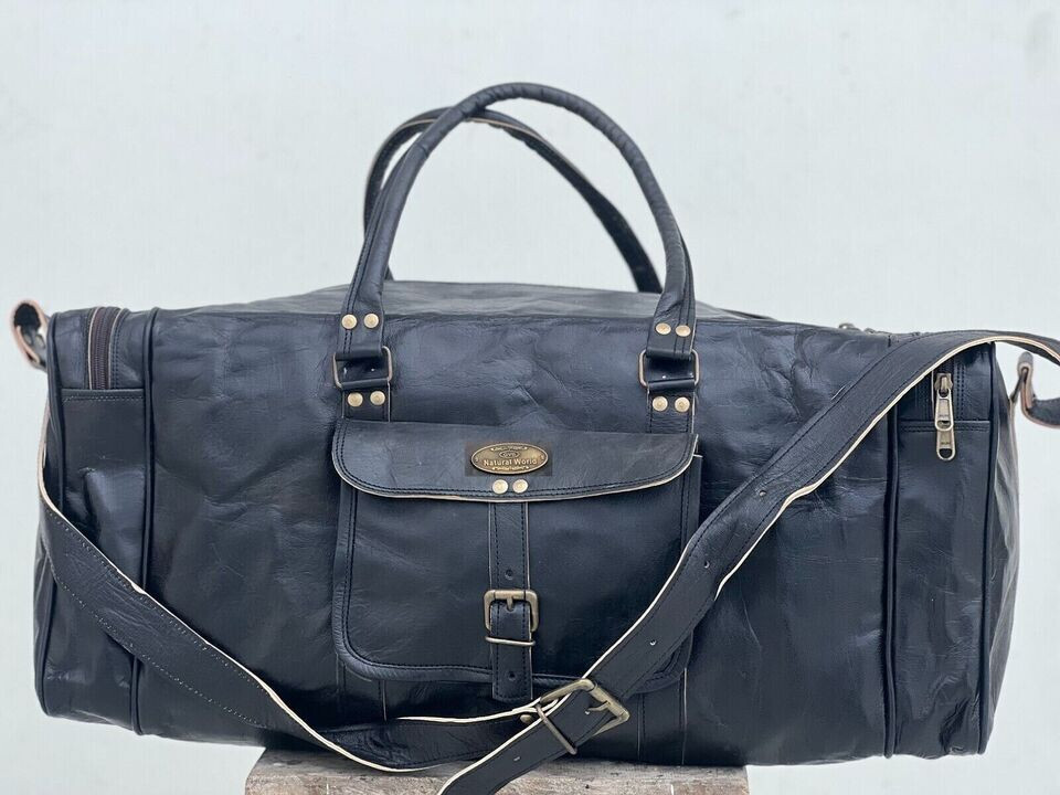 Goat Leather Travel Duffel Luggage Holdall Men’s Bag Smooth