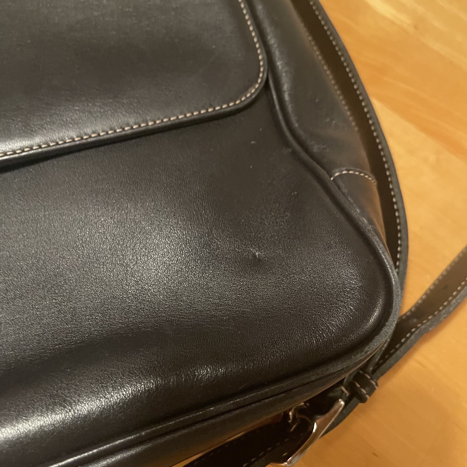 COACH Black Leather Briefcase Laptop Messenger Bag Single Handle w/ Strap VTG