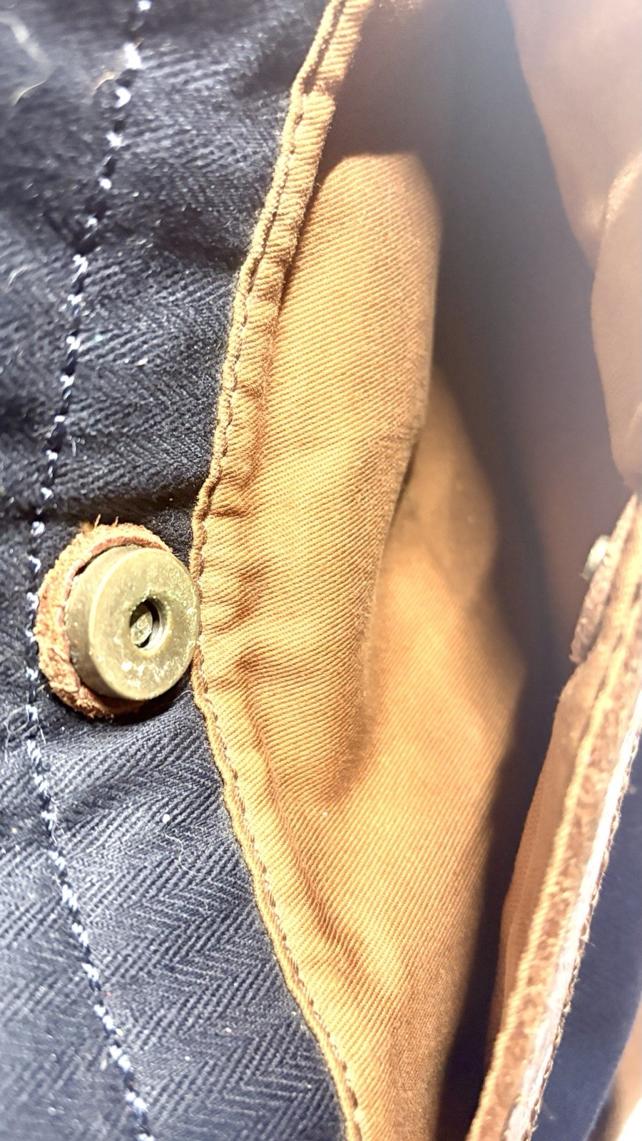 Fossil Solid Blue/Brown Messenger Bag Buckle Adjustable Strap Inner Pockets