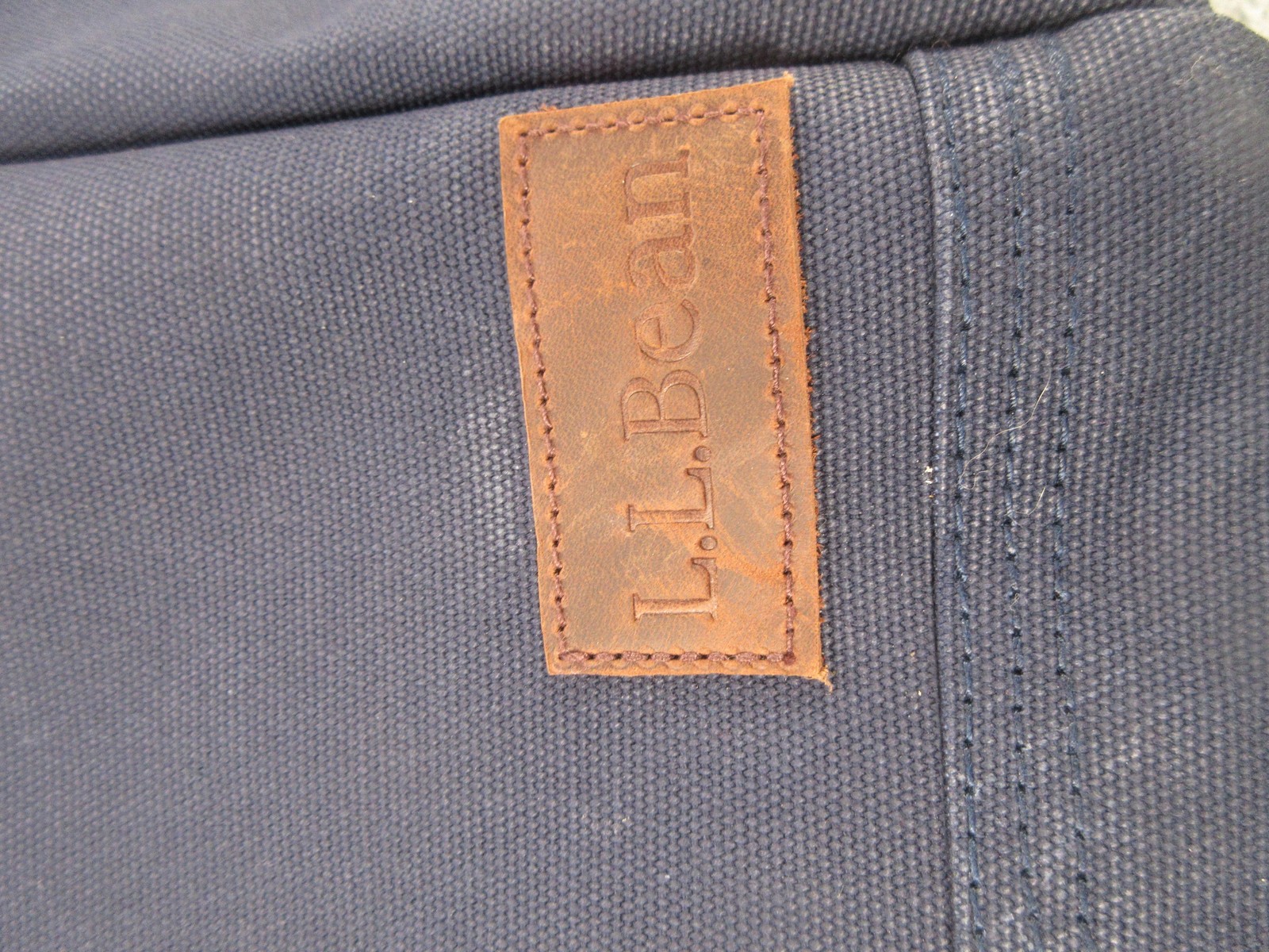 L.L. Bean Briefcase Bag Mens Medium Blue Canvas Leather Handles Laptop Work