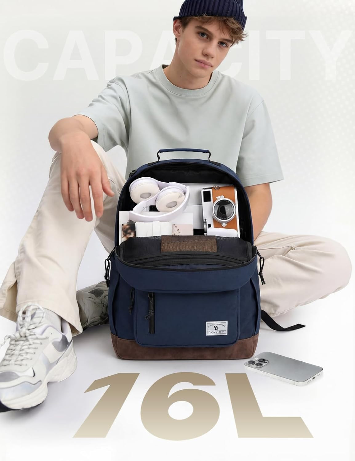 Backpack for Men Women,Lightweight 15.6In Bookbag with Mulitiple Pockets,Water R