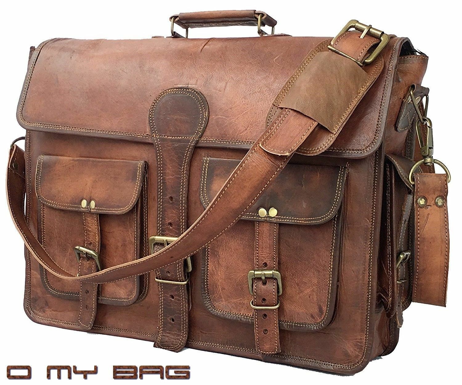 Handmade Men’s Genuine Leather Vintage Laptop Messenger Briefcase Bag Satchel