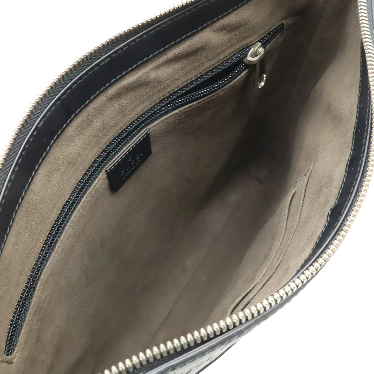 Gucci Guccissima Shoulder Bag diagonal leather black silver hardware 406408 Used