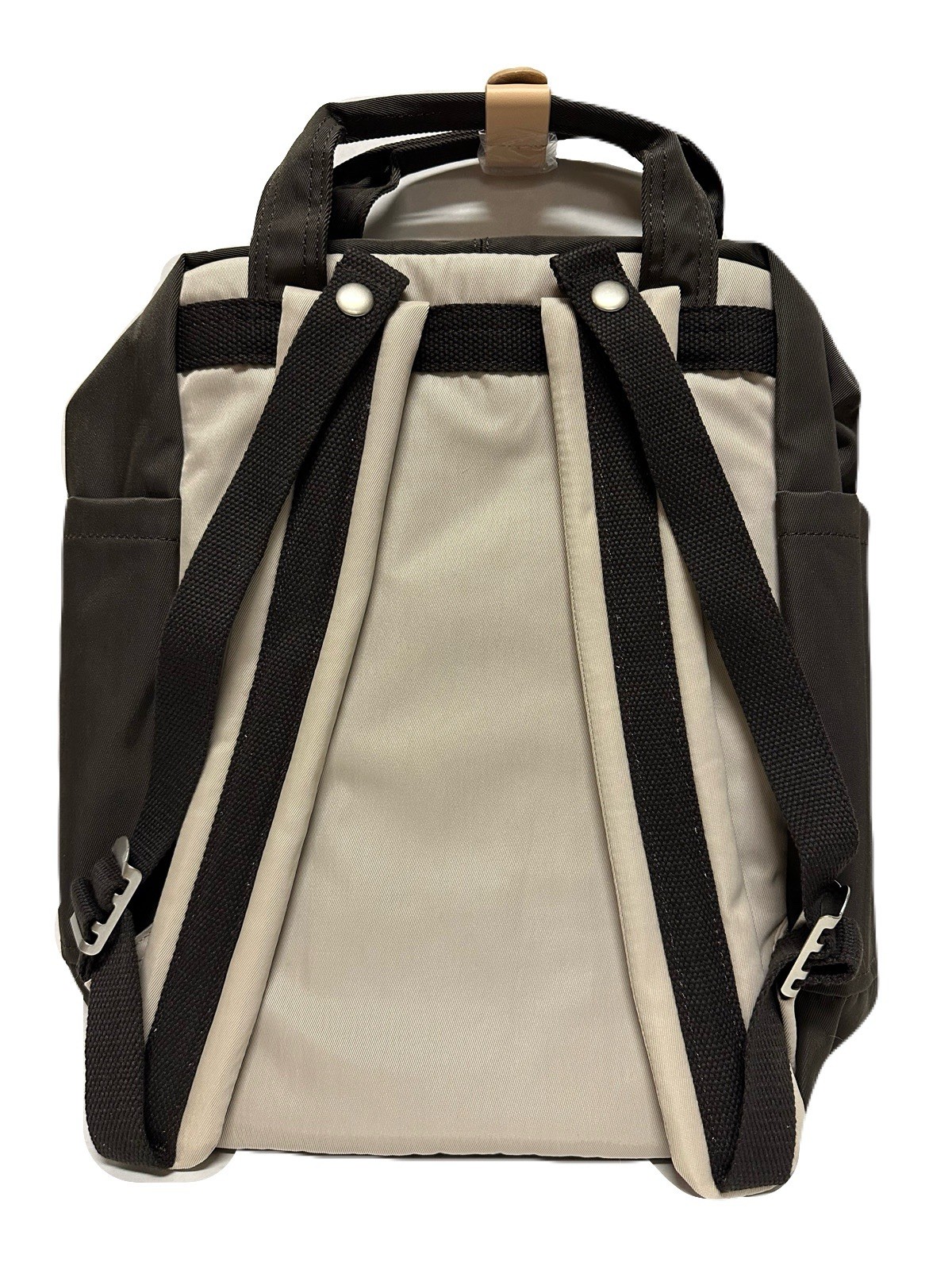 NEW Doughnut Macaroon Backpack 16L Leather Trim Water Resistant Ivory & Espresso