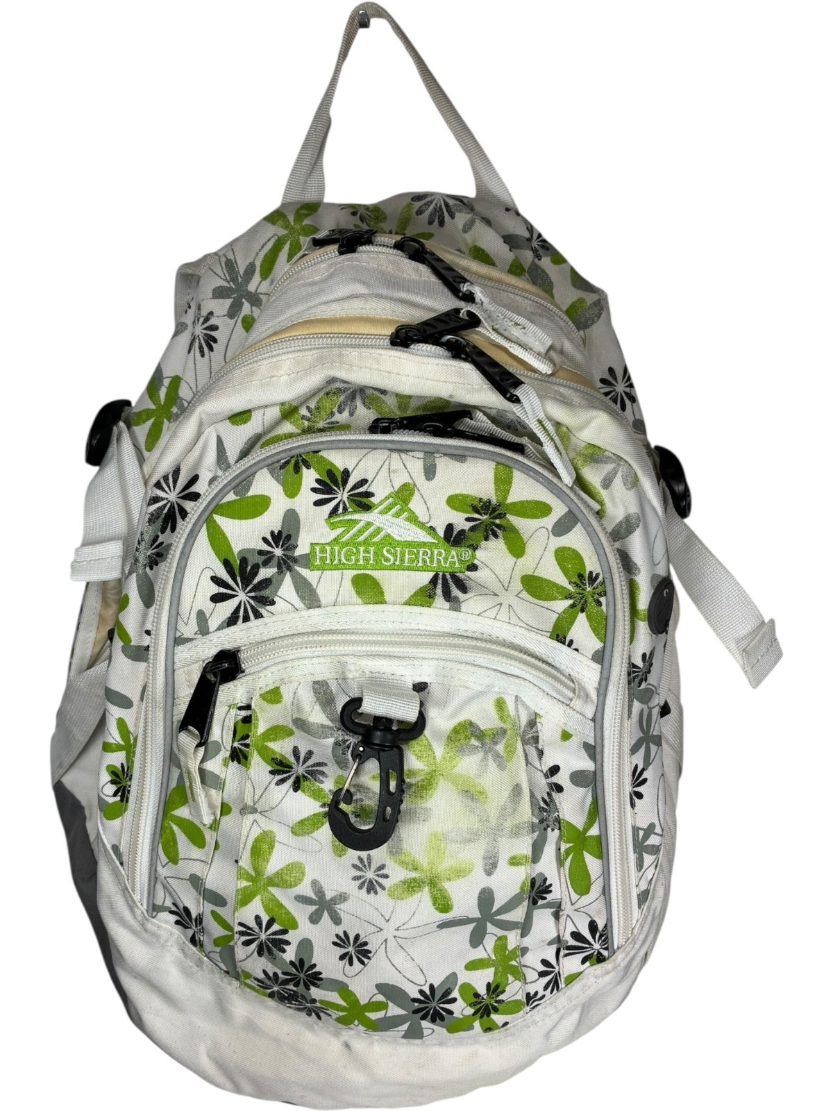 High Sierra 5420-110 backpack White with Green & Grey 70s Floral Patterns