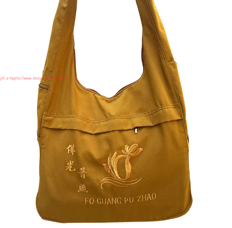 Buddhist Buddha Monk Bag Embroidery Shaolin Temple Kung Fu shoulder Bag Unisex