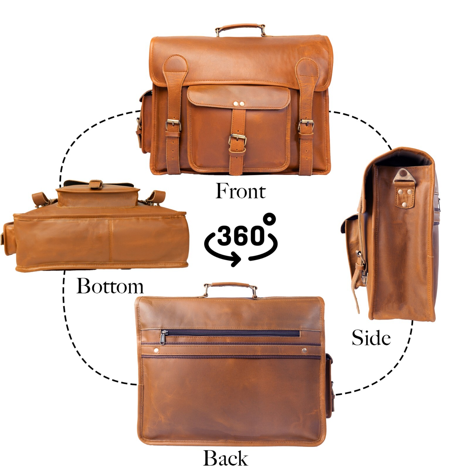 16 inch Leather Laptop Messenger Bag for Men Satchel Office Business Briefcase