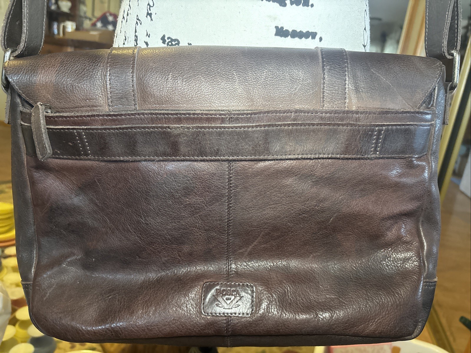 BOSCA Dark Brown Suede Leather 16” Messenger Bag Briefcase Shoulder Strap