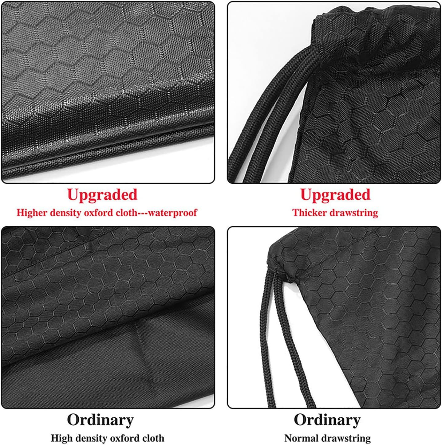 Drawstring Backpack Bag, Waterproof Draw String Back Sack with Zip Pocket