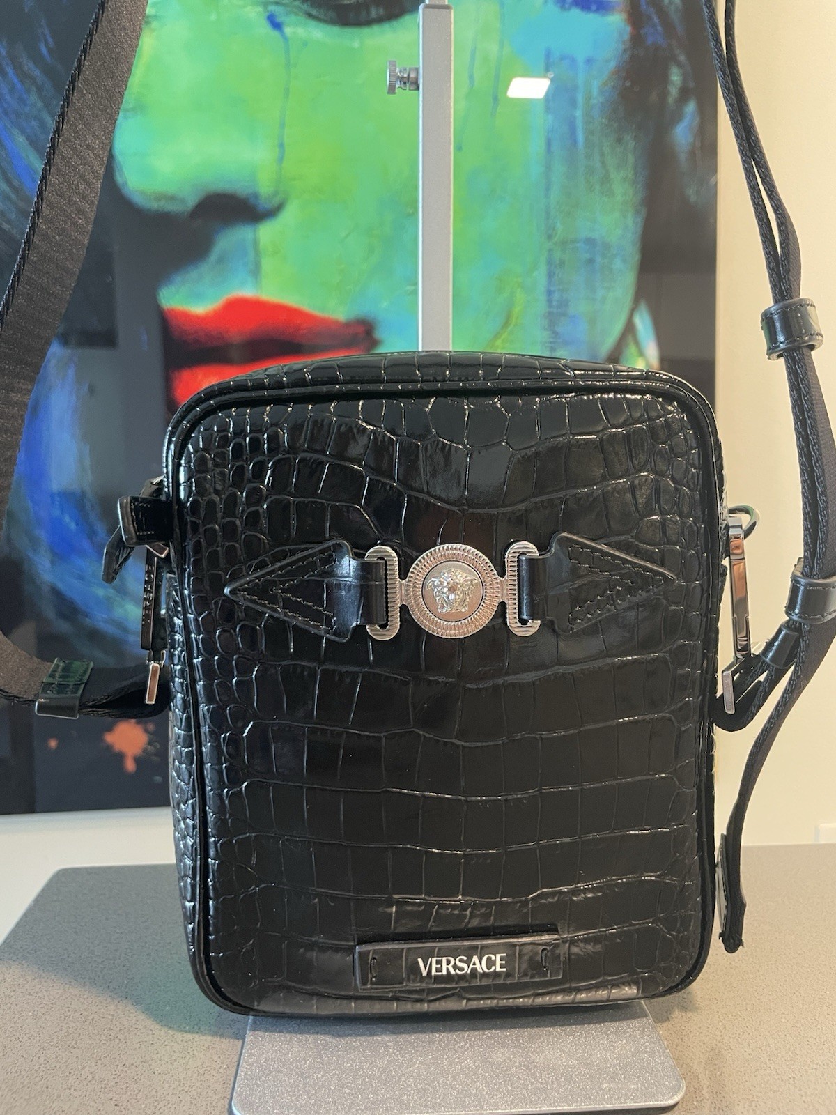 Versace Medusa Biggie crocodile-embossed crossbody bag $1400