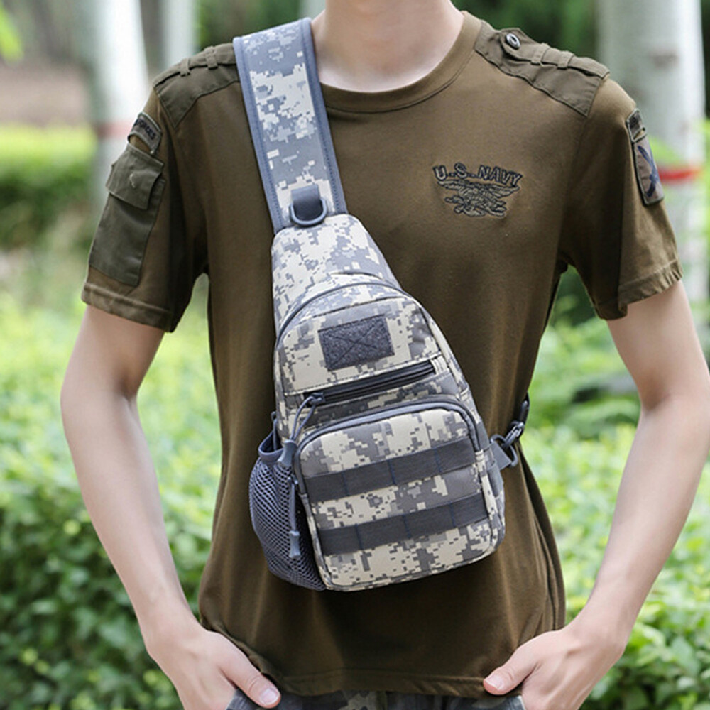 Tactical Sling Bag Military Shoulder Bag Assault Pack with Water Bottle Holder