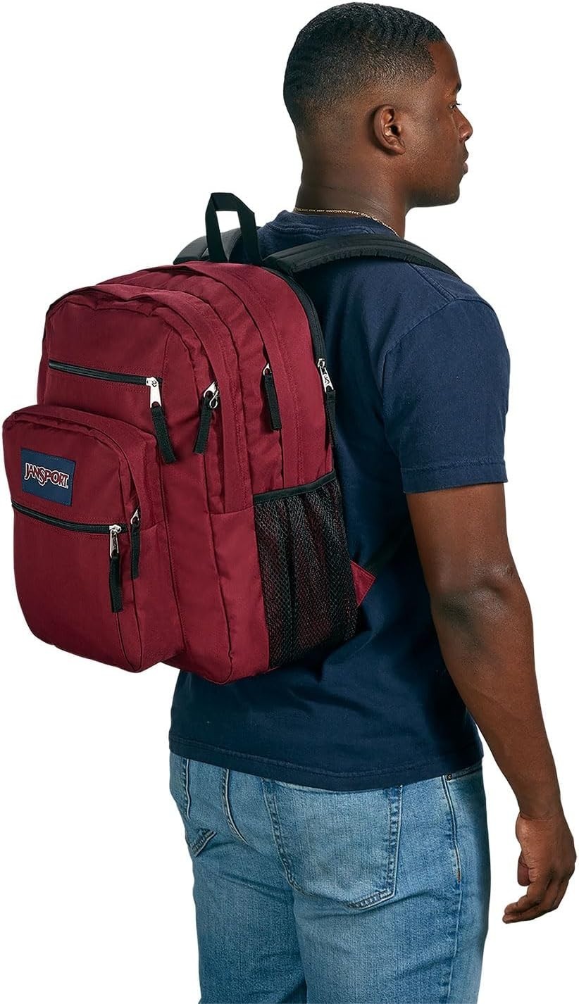 JanSport Big Student Backpack Ergonomic Shoulder Straps 5-Compartments, Black