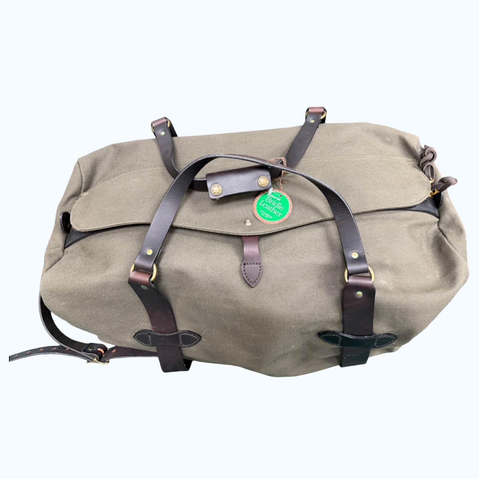 Filson Medium Rugged Twill Duffle Bag Bridle Leather Otter Green 222, 70222 OT