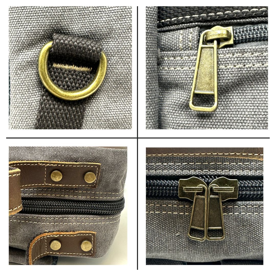 R&R Leather and Canvas Laptop Backpack Bag – Dark Grey