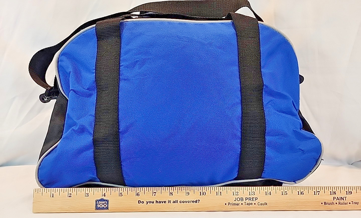 Toppers Black Blue and Gray Duffel Bag Adjustable Straps Size 17.5 X 13 X 9 in