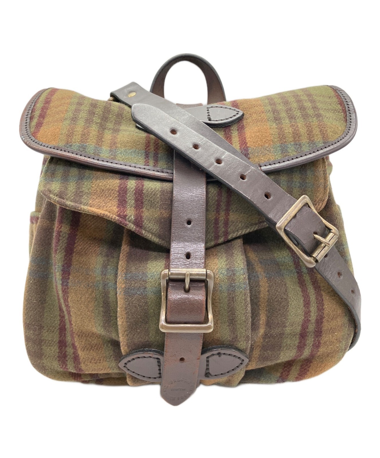 FILSON Wool Shoulder Bag Green Brown Check USA – Used Slight Wear