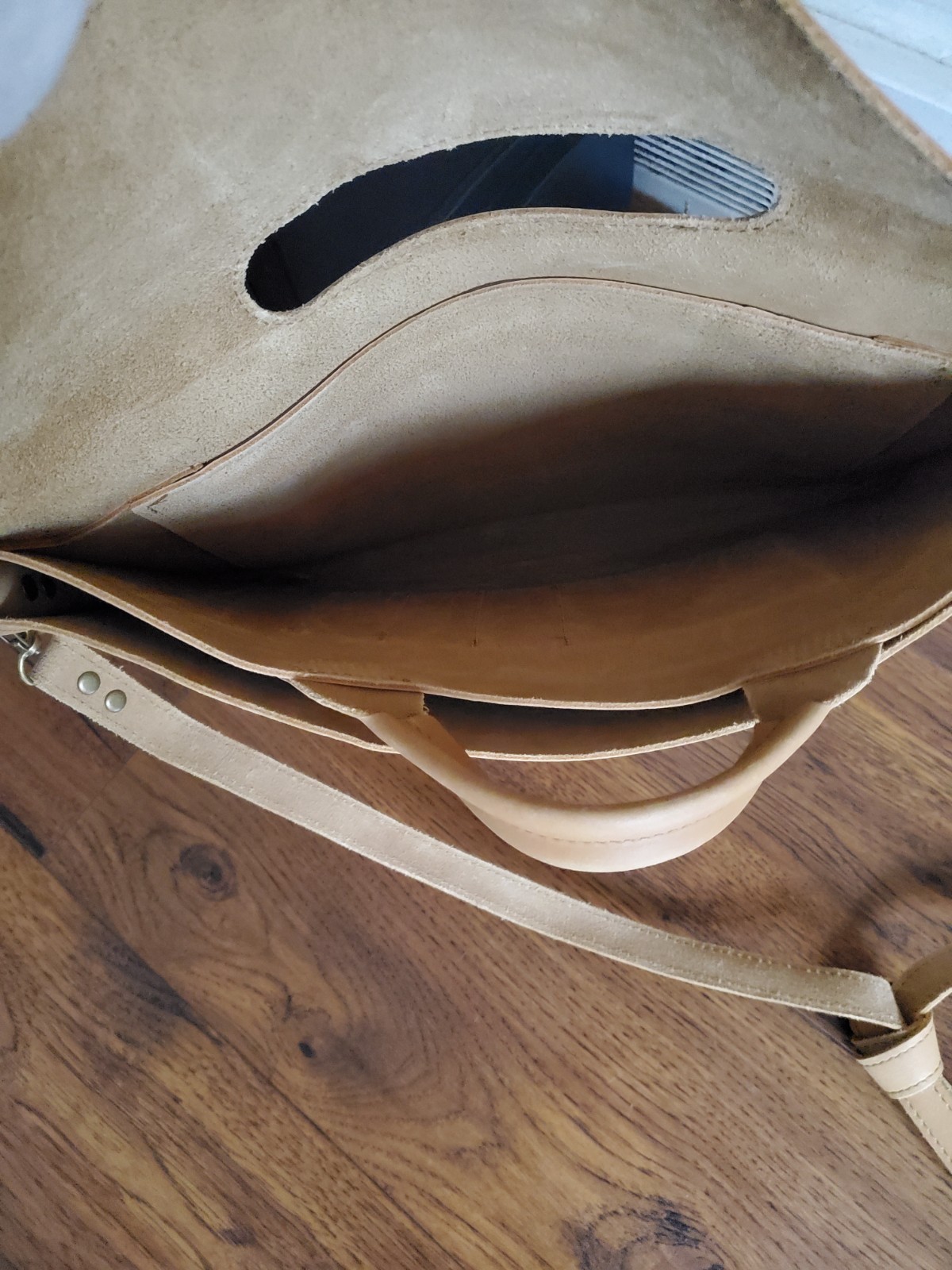 Vtg Rustico Leather Briefcase Messenger Bag Light Brown Removable Strap, Handle